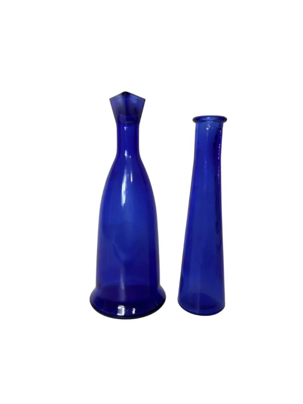 French Cobalt Blue Art Glass Bud Vases Vintage Pair MOD DEP France MCM Set of 2 - Picture 6 of 16